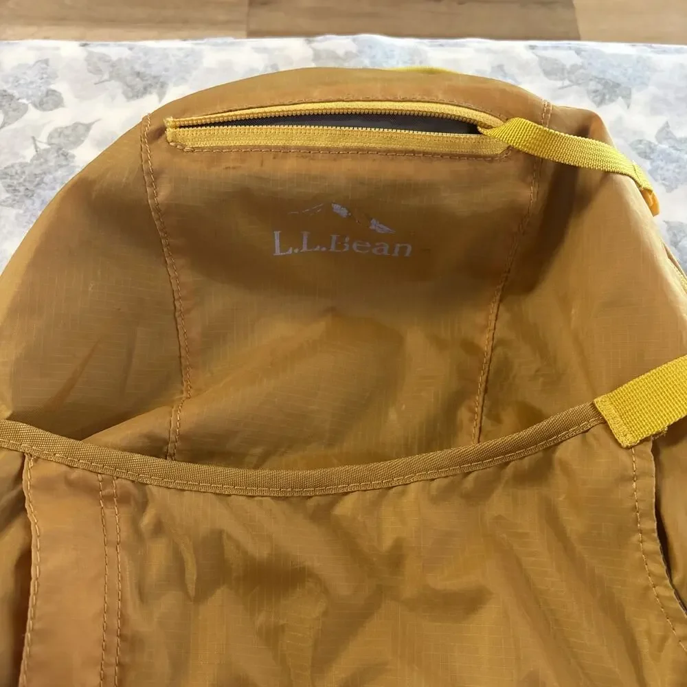 LL Bean Yellow Stowaway Backpack￼